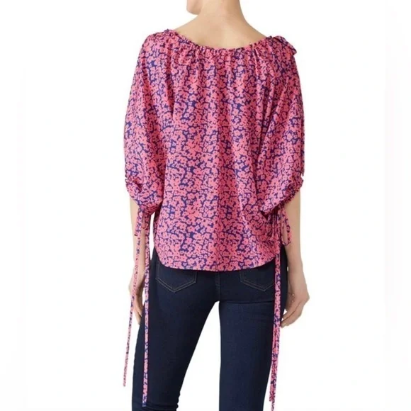 DEREK LAM Pink Floral Print Short Sleeve Blouse​ - Picture 6 of 10